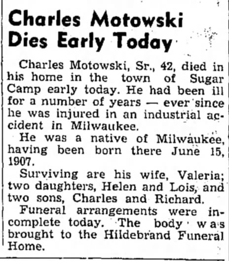 Sr. Charles Motowski Obituary