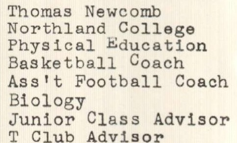 Thomas Newcomb
                      assignments in 1958